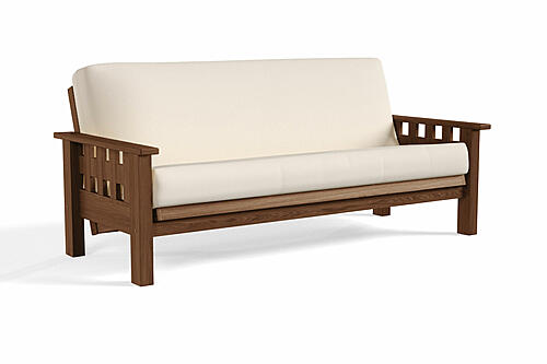 Futon Frame - Front-Closing Eco-Friendly Hardwood - Aries Walnut by Comfort Pure