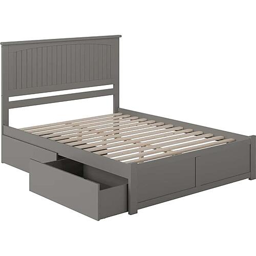 Nantucket King Platform Bed w/Footboard & Set of 2 Storage Drawers by Atlantic