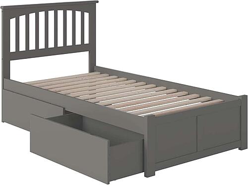 Mission Twin XL Platform Bed w/Footboard & Set of 2 Storage Drawers by Atlantic