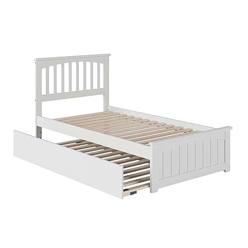 Mission Twin XL Platform Bed w/Matching Footboard & Twin XL Trundle by Atlantic