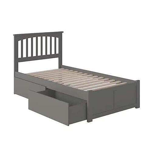 Mission Twin Platform Bed w/Footboard & Set of 2 Storage Drawers by Atlantic