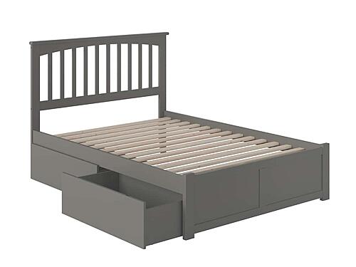 Mission Full Platform Bed w/Footboard & Set of 2 Storage Drawers by Atlantic