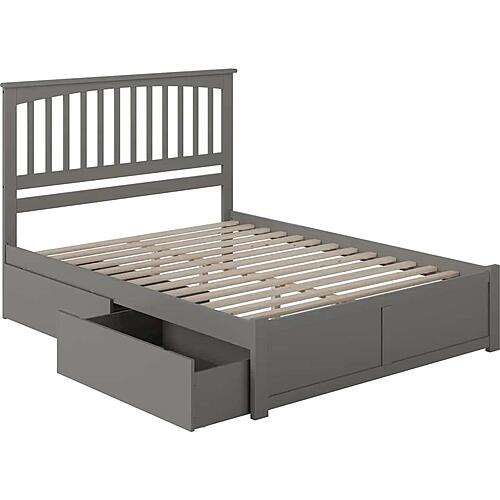 Mission Queen Platform Bed w/Footboard & Set of 2 Storage Drawers by Atlantic