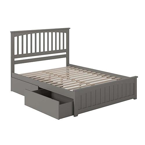 Mission Queen Platform Bed w/Matching Footboard & Set of 2 Storage Drawers by Atlantic