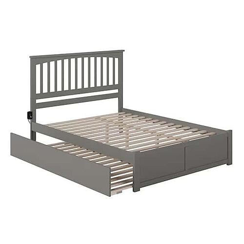 Mission King Platform Bed w/Footboard & Twin XL Trundle by Atlantic