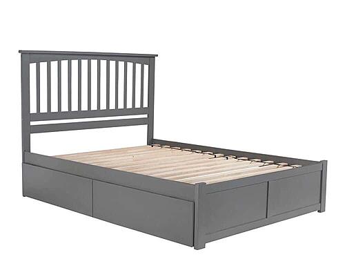 Mission King Platform Bed w/Footboard & Set of 2 Storage Drawers by Atlantic
