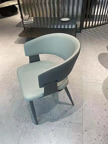 Carla Light Gray/Dark Gray PU Upholstersted Dining Chair w/Gunmetal Metal Frame by BH Furniture