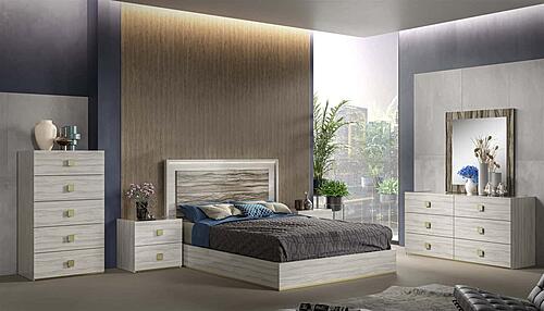 Gilda Vangard Marble High Gloss Bedroom Set by BH Furniture