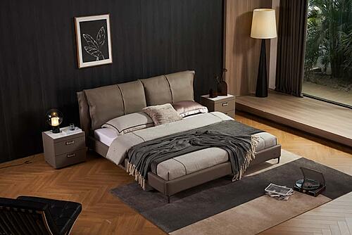 Grace Smoke Leather Platform Bed by BH Furniture