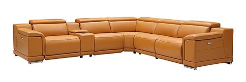 Hartley Camel Leather 6-Piece Sectional w/3 Power Recliners by BH Furniture