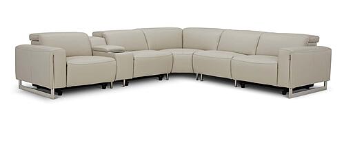 Hudson NL5103 Taupe Leather 6-Piece Sectional w/3 Power Recliners by BH Furniture