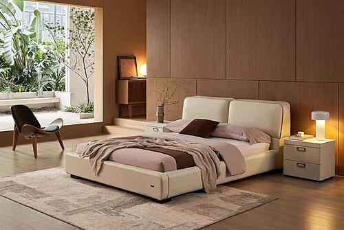 Mason Ivory Full Leather Platform Bed by BH Furniture