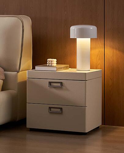 Mason Ivory Faux Leather 2 Drawers Nightstand by BH Furniture
