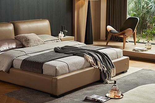 Mason Buttermilk Full Leather Platform Bed by BH Furniture