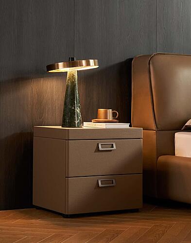 Mason Buttermilk Faux Leather 2 Drawers Nightstand by BH Furniture