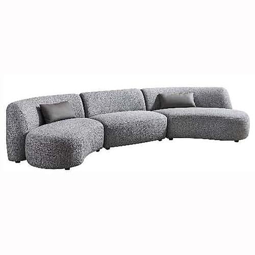 S207 Gray Circular Fabric 3-Piece Sectional w/Double Chaise by BH Furniture