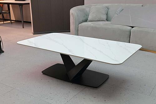 Vector Porcelain Top Coffee Table w/Black W-shaped Structural Legs by BH Furniture