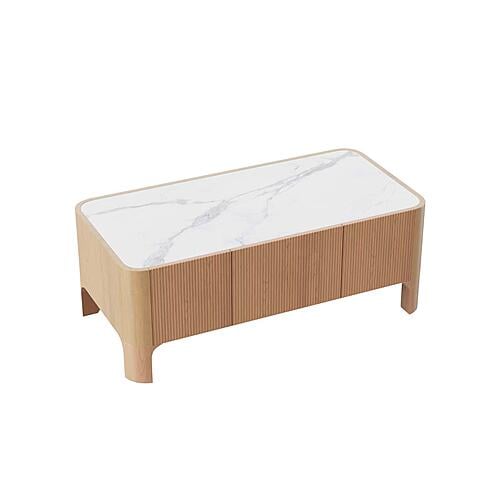 Whitney GJ-202301 Marble Top Coffee Table w/MDF & Solid Ash Wood Frame by BH Furniture