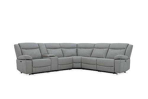 Wyatt Light Gray Leather/PVC 6-Piece Sectional by BH Furniture