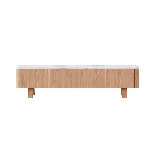 Wynter White Marble Top TV Stand w/Oak Veneer & Solid Rubber Wood Frame by BH Furniture