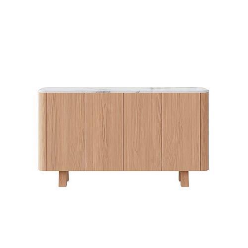 Wynter White Marble Top Buffet w/Oak Veneer & Solid Rubber Wood Frame by BH Furniture