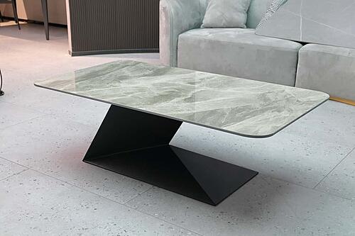 Zest Porcelain Top Coffee Table w/Black Z-shaped Structural Legs by BH Furniture
