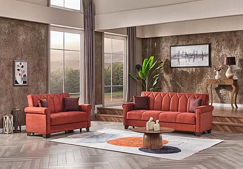 Nova Orange Loveseat Sleeper by Casamode