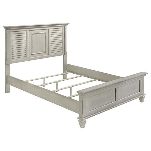 Franco Wood Queen Panel Bed - Distressed White by Coaster