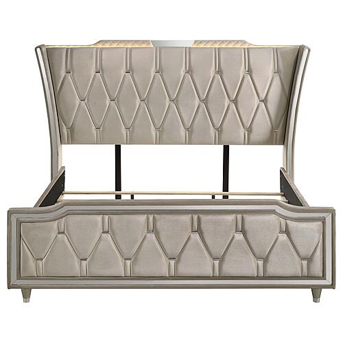 Lorient Eastern King Led Upholstered Bed - Ivory & Camel by Coaster