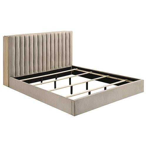 Arielle Eastern King Bookcase Panel Storage Bed - Light Oak by Coaster