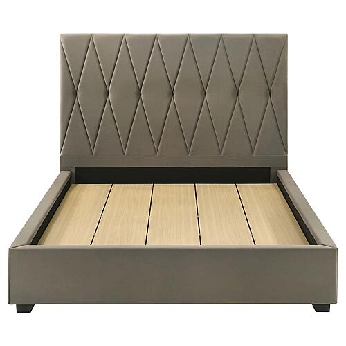 Delsea Upholstered Queen Panel Platform Bed - Light Brown by Coaster