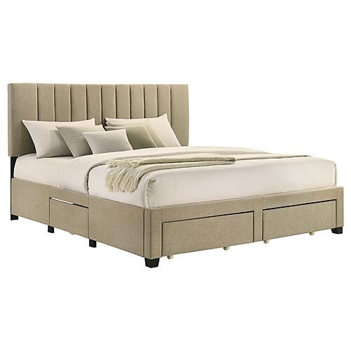Wheatland 4-drawer Upholstered Eastern King Storage Bed - Brown by Coaster