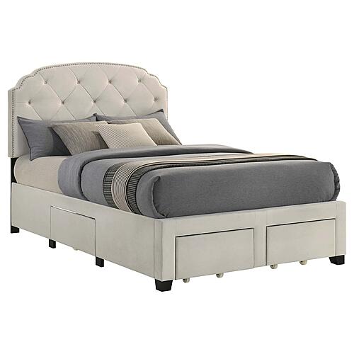 Marianna 4-drawer Upholstered Full Storage Bed - Cream by Coaster