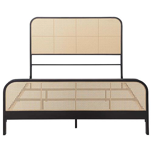Lanewood Open Cane Webbing Metal Queen Bed - Black by Coaster