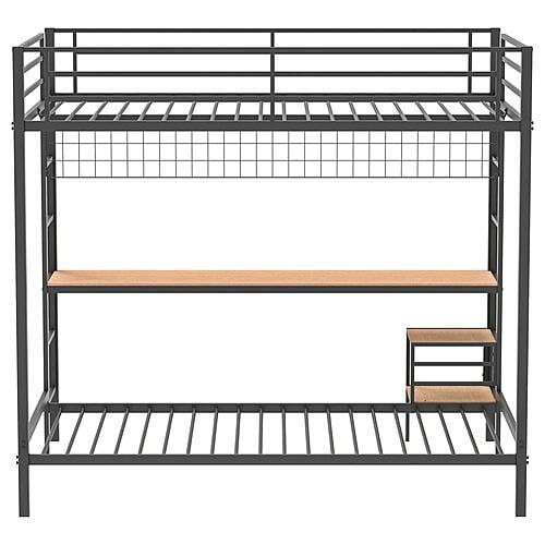Campus Metal Full Over Twin Workstation Bunk Bed Matte - Black by Coaster