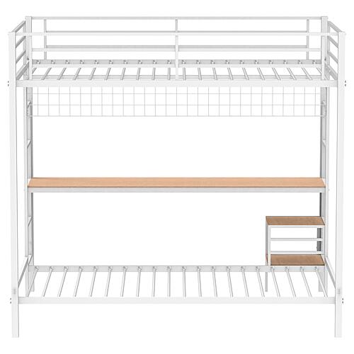 Campus Metal Full Over Twin Workstation Bunk Bed Matte White by Coaster