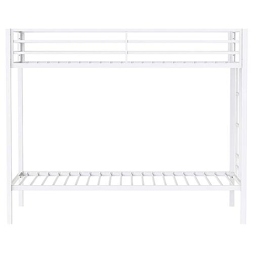 Alevera Metal Twin Over Twin Bunk Bed w/Ladder White by Coaster