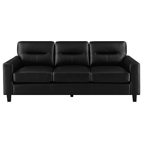 Scotland Faux Leather Upholstered Track Arm Sofa - Black by Coaster