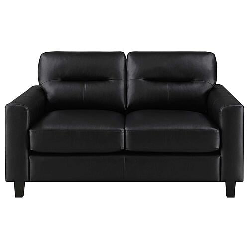 Scotland Faux Leather Upholstered Track Arm Loveseat - Black by Coaster
