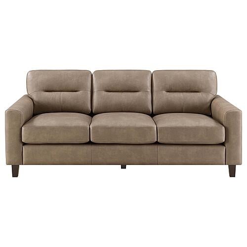 Scotland Faux Leather Upholstered Track Arm Sofa - Brown by Coaster