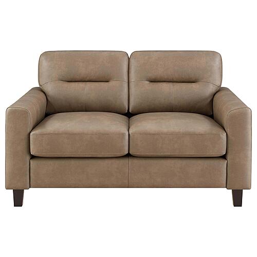 Scotland Faux Leather Upholstered Track Arm Loveseat - Brown by Coaster