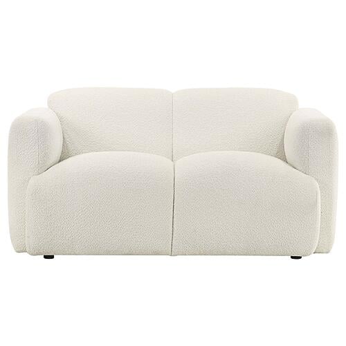 Dorset Fabric Upholstered Round Track Arm Loveseat - White by Coaster