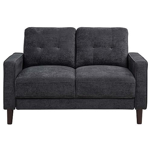 Bowen II Fabric Upholstered Track Arm Loveseat Steel - Grey by Coaster