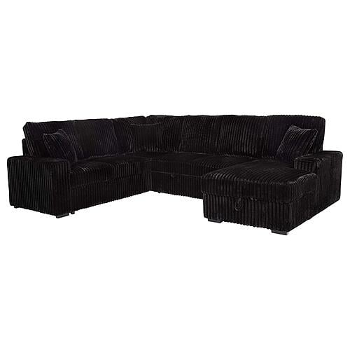 Devonshire Sleeper Sectional Sofa Storage Chaise - Black by Coaster