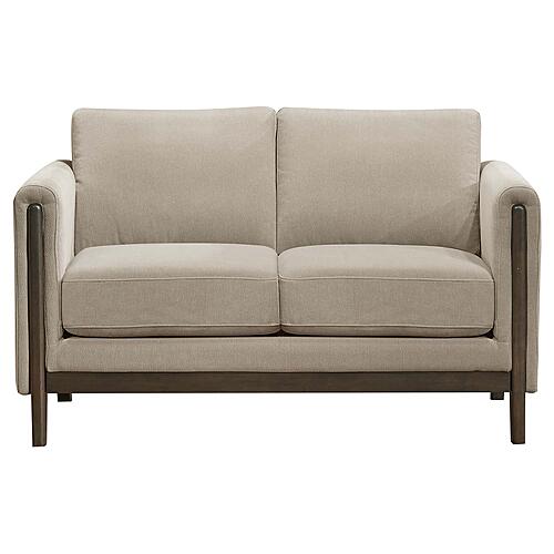 Islington Fabric Upholstered Panel Arm Loveseat - Taupe by Coaster