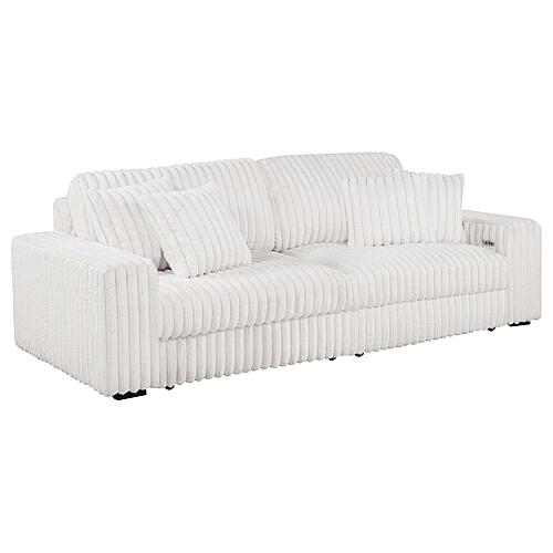 Jacana Corduroy Upholstered Dual Power Chaise Sofa - Ivory by Coaster