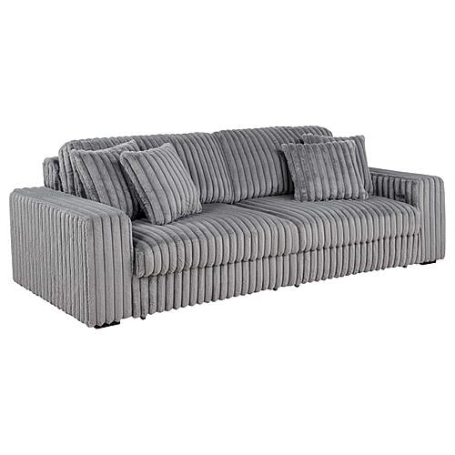 Jacana Corduroy Upholstered Dual Power Chaise Sofa - Grey by Coaster