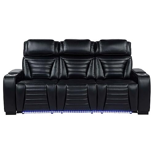Zuma Faux Leather Dual Power Reclining LED Sofa - Black by Coaster