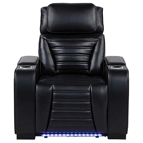 Zuma Faux Leather Upholstered Dual Power LED Recliner - Black by Coaster
