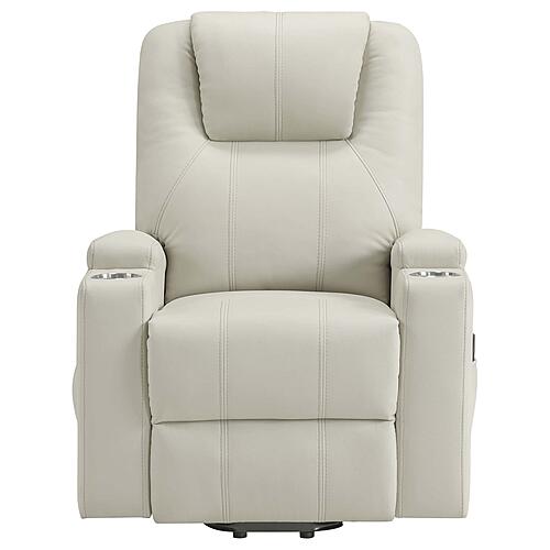 Armstrong Upholstered Power Lift Massage Recliner - Ivory by Coaster